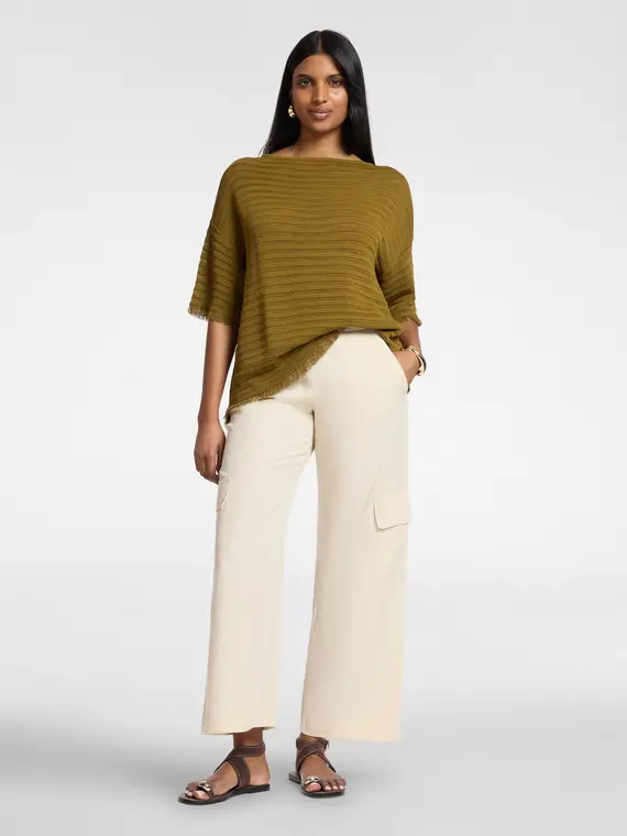 Cargo fluidi misto lyocell Donna, Beige