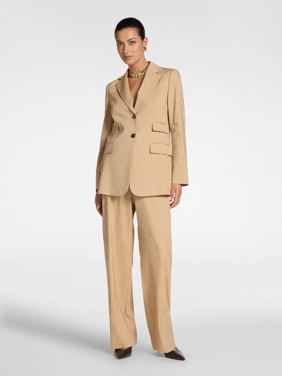 Chinos misto lino Donna, Beige