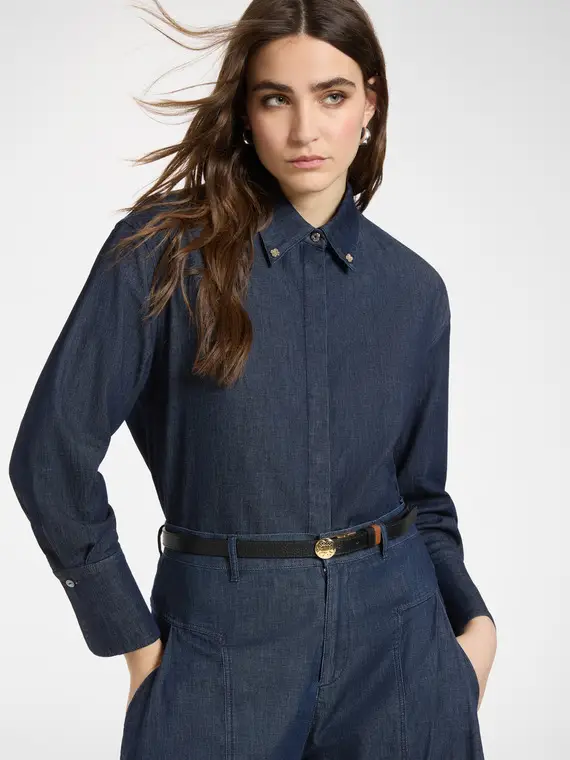 Cintura Monogram reversibile in pelle Donna, Nero