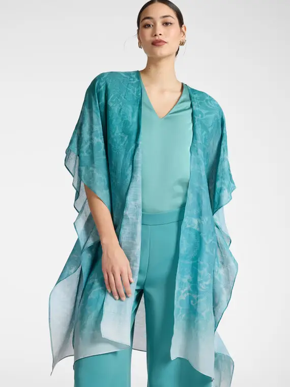 Coprispalle lungo stampato Donna, Azzurro