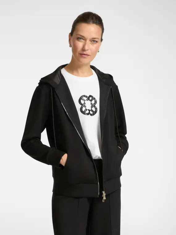 Felpa con cappuccio Donna, Nero (42 IT)