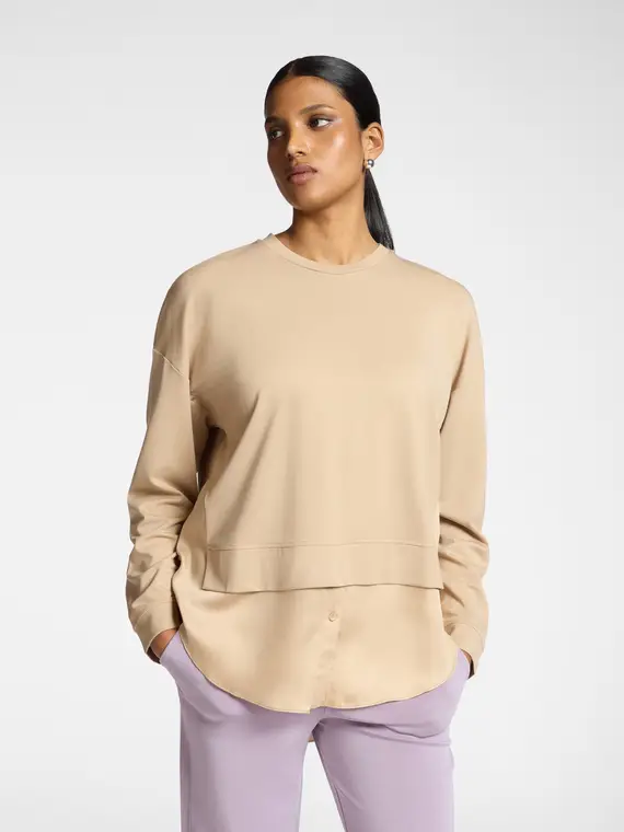 Felpa effetto layering Donna, Beige (44 IT)