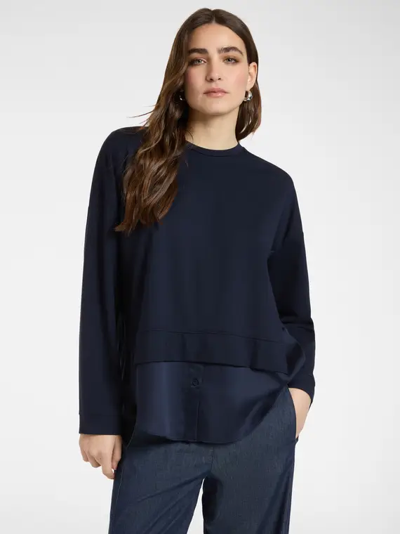 Felpa effetto layering Donna, Blu (42 IT)