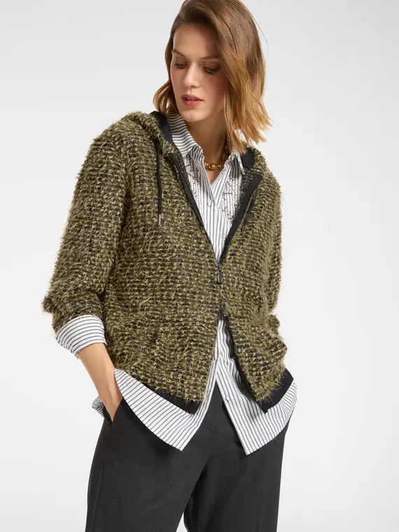 Felpa fil coupé con zip Donna, Nero (44 IT)