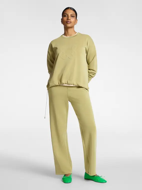 Felpa in scuba con logo Monogram Donna, Verde chiaro (52-54 IT) miniatura 3