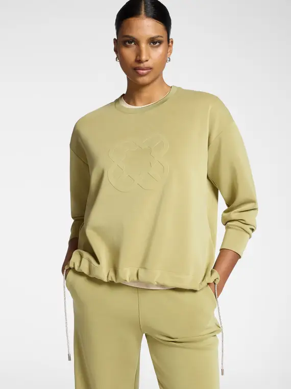 Felpa in scuba con logo Monogram Donna, Verde chiaro (52-54 IT)