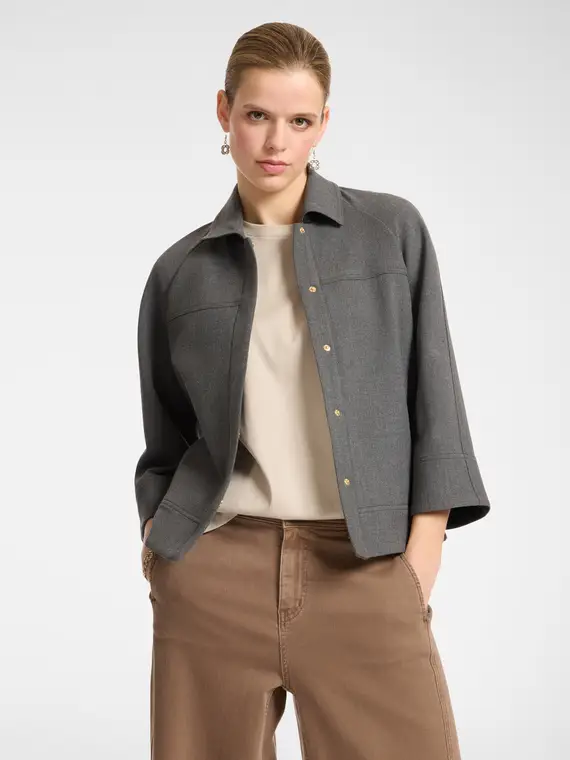 Giacca boxy con linea ad A Donna, Grigio