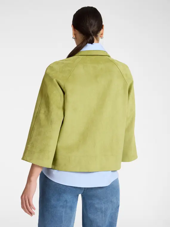 Giacca boxy in tessuto morbido Donna, Verde chiaro miniatura 2