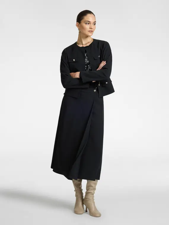 Giacca corta girocollo Donna, Nero miniatura 3