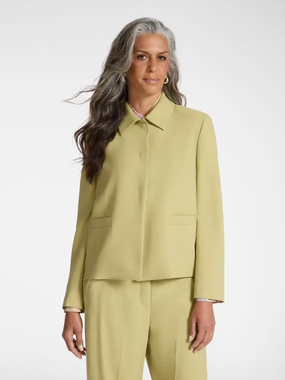 Giacca in tessuto crêpe Donna, Verde chiaro