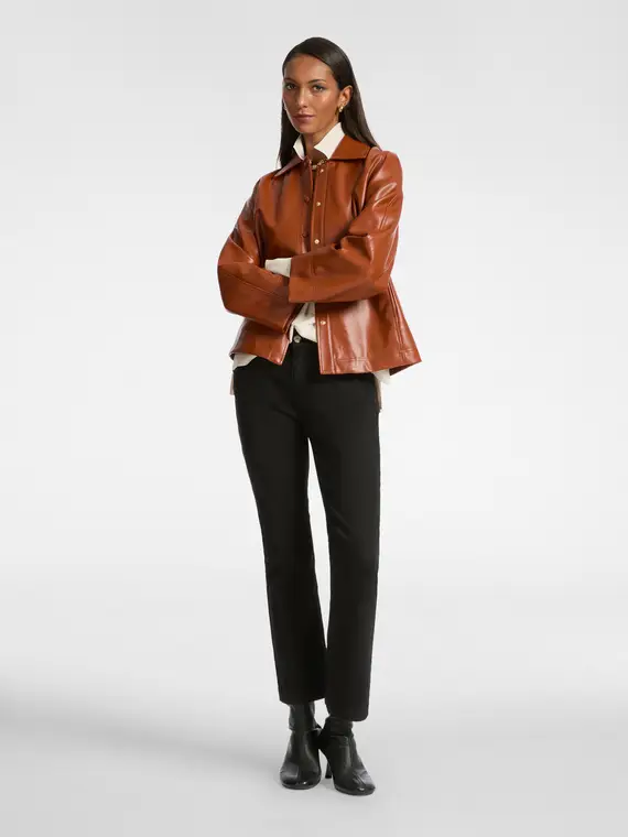 Giacca in tessuto spalmato Donna, Marrone miniatura 3