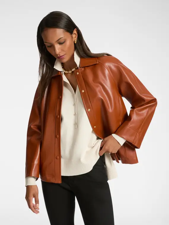 Giacca in tessuto spalmato Donna, Marrone