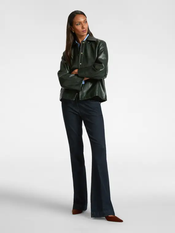 Giacca in tessuto spalmato Donna, Verde militare miniatura 3