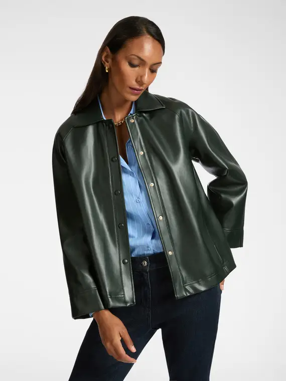 Giacca in tessuto spalmato Donna, Verde militare