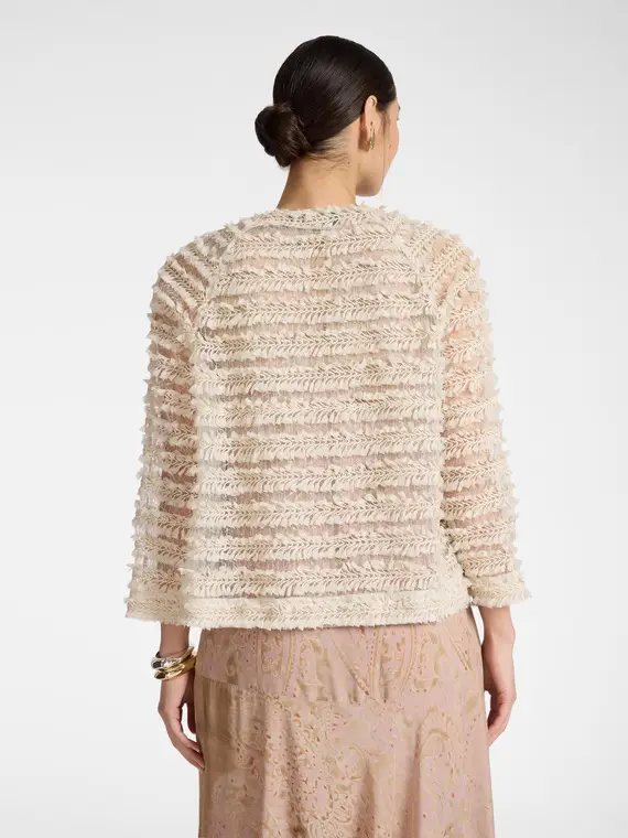 Giacca in tulle con frange Donna, Beige (52-54 IT) miniatura 2