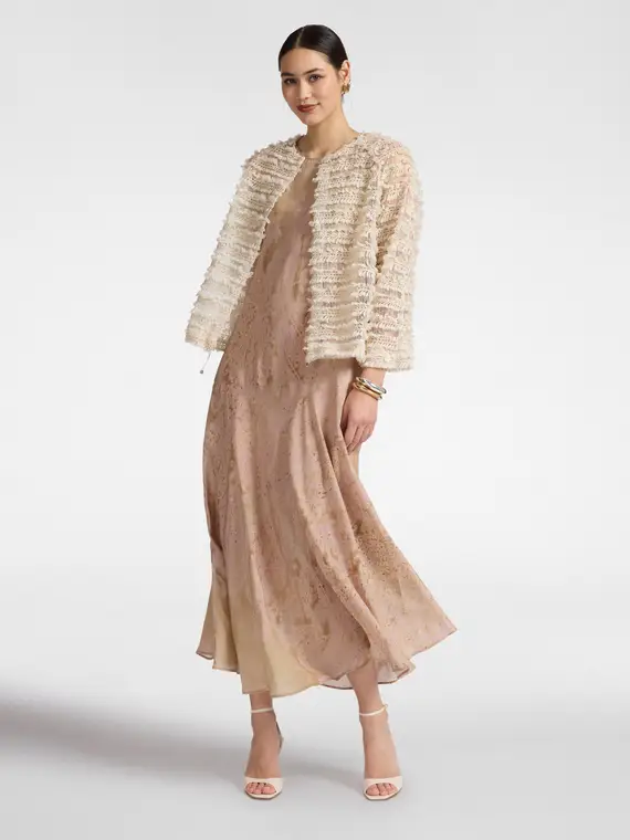 Giacca in tulle con frange Donna, Beige (52-54 IT) miniatura 3