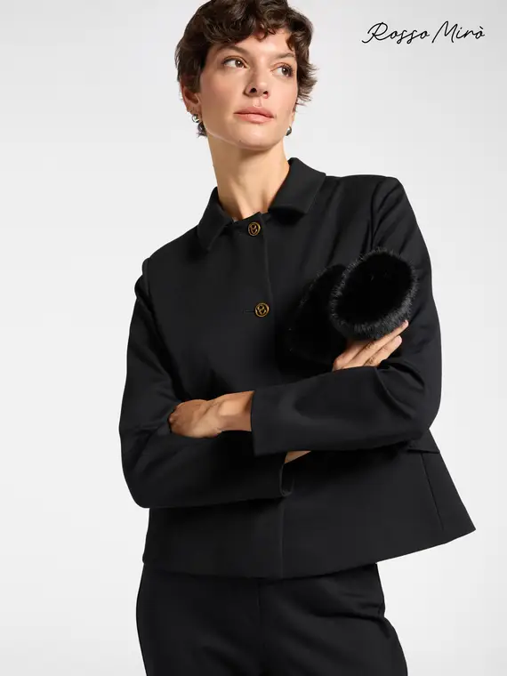 Giacca sciancrata con bottoni Donna, Nero