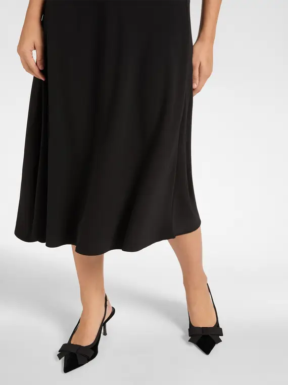 Gonna asimmetrica in cady stretch Donna, Nero miniatura 3