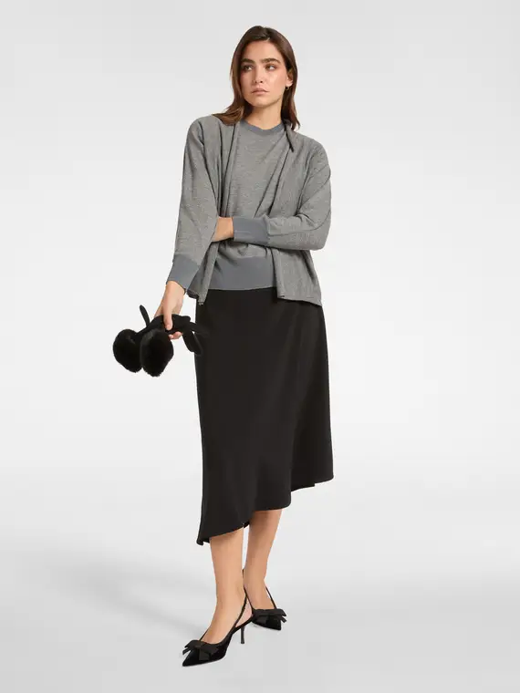 Gonna asimmetrica in cady stretch Donna, Nero