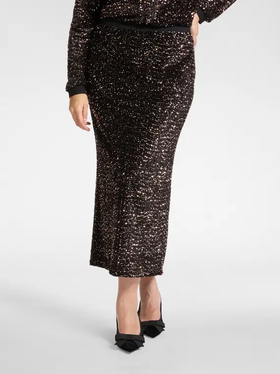 Gonna in paillettes Donna, Marrone (44 IT) miniatura 3