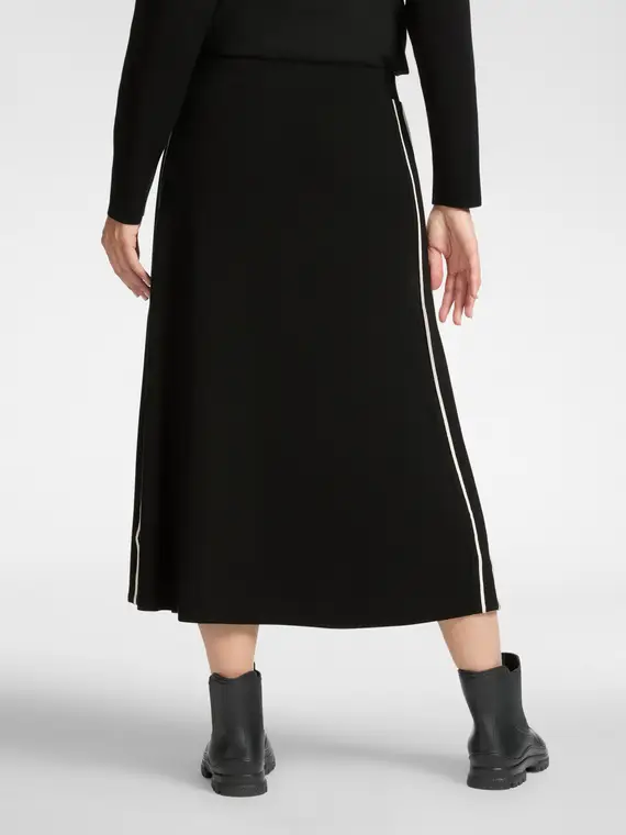 Gonna in tricot con riga laterale Donna, Nero (46-48 IT) miniatura 2