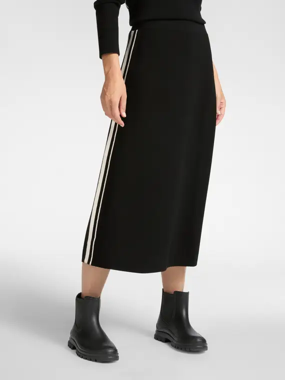 Gonna in tricot con riga laterale Donna, Nero (46-48 IT)
