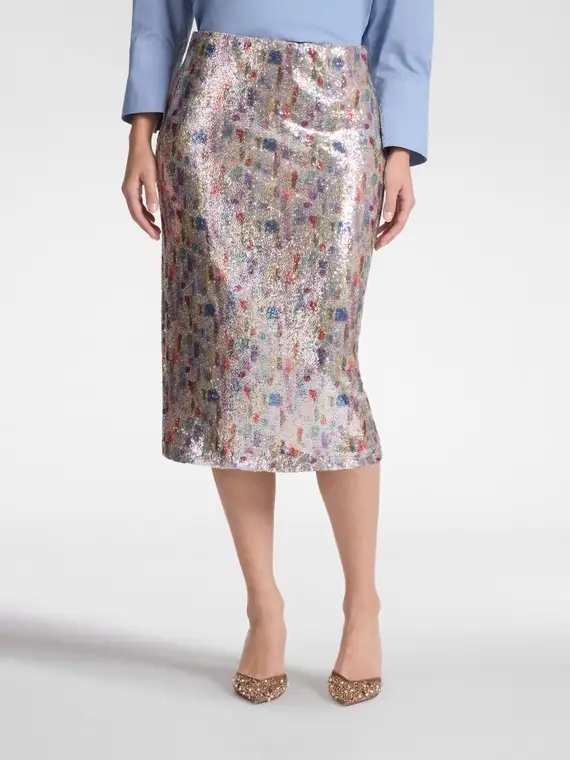 Gonna in tulle con paillettes Donna, Grigio miniatura 3