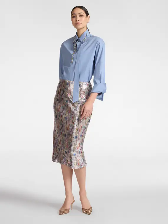 Gonna in tulle con paillettes Donna, Grigio