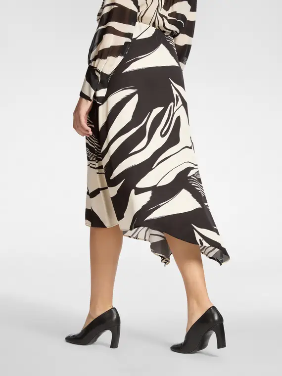 Gonna in viscosa stampata Donna, Nero (42 IT) miniatura 2