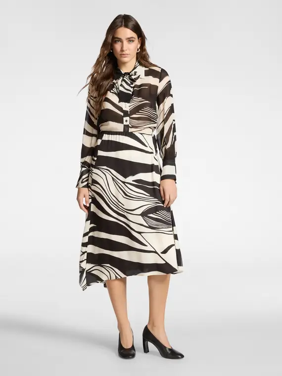 Gonna in viscosa stampata Donna, Nero (42 IT)