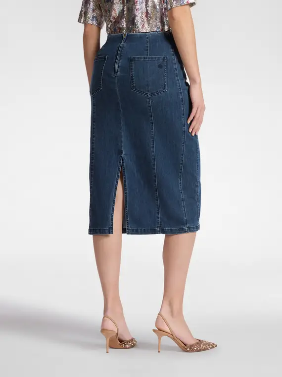 Gonna midi in denim Donna, Blu (58 IT) miniatura 2