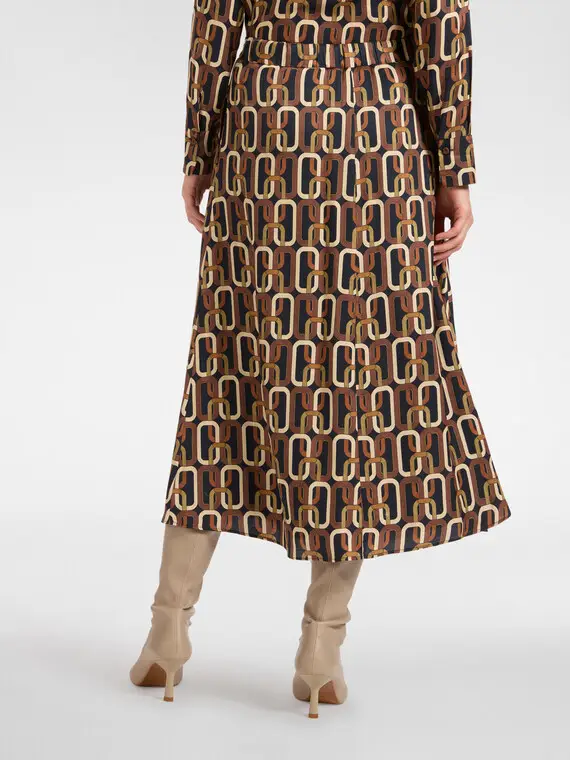 Gonna midi stampata Donna, Marrone miniatura 2