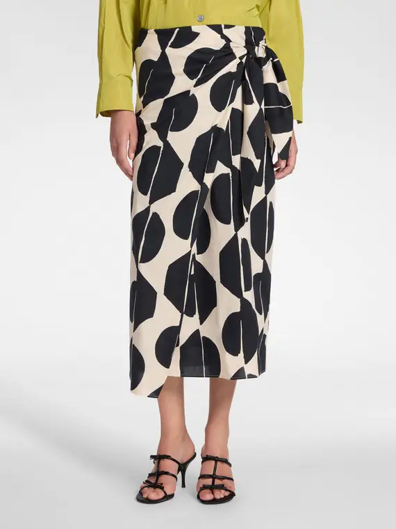 Gonna pareo stampata Donna, Nero (42 IT) miniatura 3