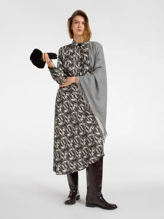 Gonna stampata con fondo asimmetrico Donna