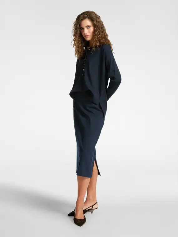 Gonna tubino in punto Milano Donna, Blu (58 IT)