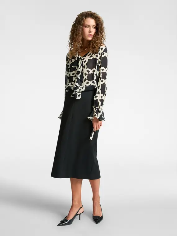 Gonna tubino in punto Milano Donna, Nero (42 IT)