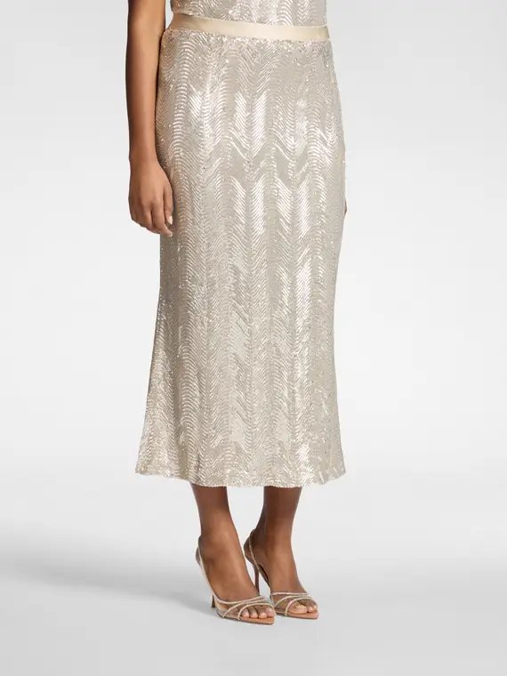 Gonna tubino lunga in paillettes Donna, (42 IT) miniatura 3