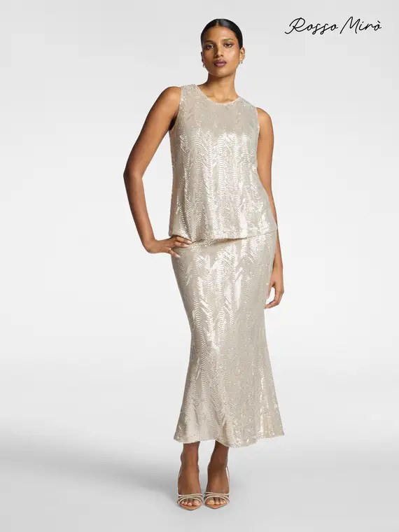 Gonna tubino lunga in paillettes Donna, (42 IT)