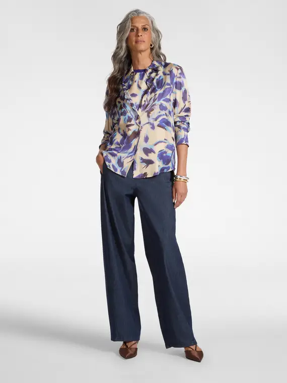 Jeans regular in Chambray, "Rose" Donna, Blu