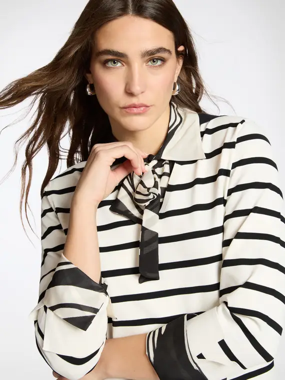 Maglia a righe con scollo a V Donna, (42 IT) miniatura 3