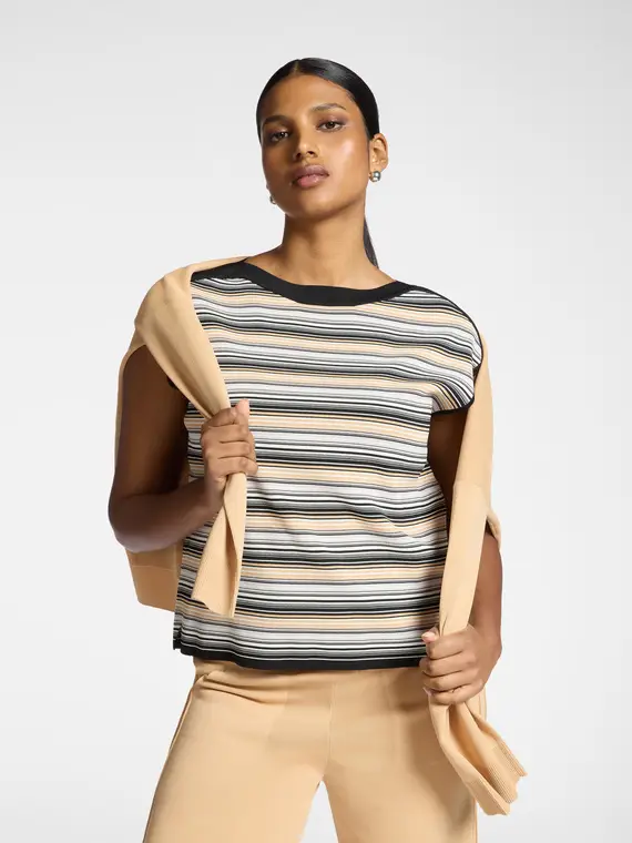 Maglia a righe con scollo barchetta Donna, (46-48 IT)