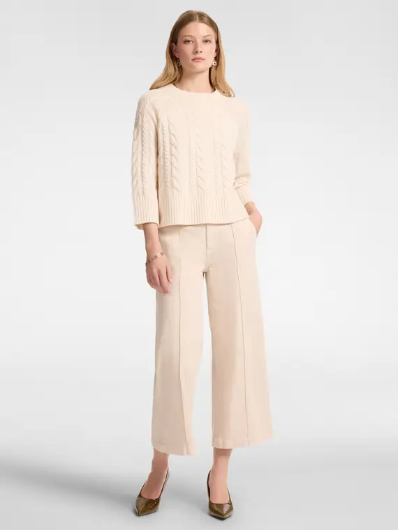 Maglia a trecce in pura lana Donna, Bianco (50 IT) miniatura 3