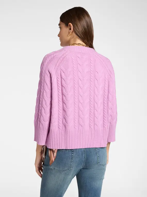 Maglia a trecce in pura lana Donna, Rosa (44 IT) miniatura 2