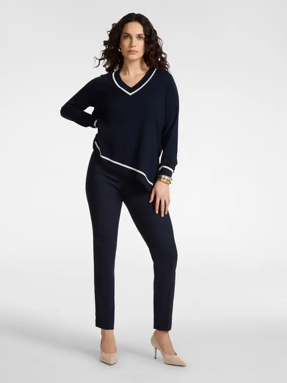 Maglia asimmetrica con profili a contrasto Donna, Blu (42 IT) miniatura 3