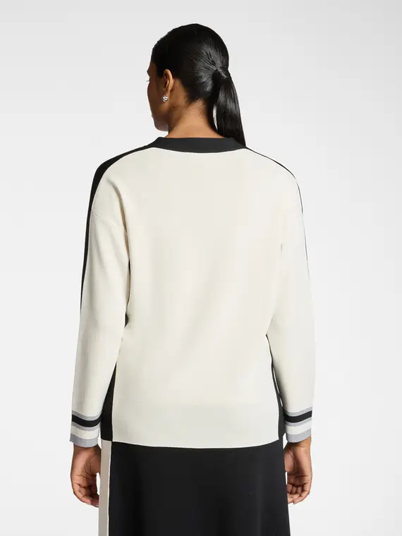 Maglia color block scollo a V Donna, (42 IT) miniatura 2