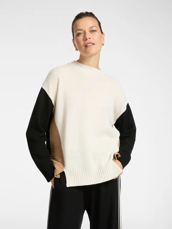 Maglia colour block Donna, Nero (42 IT)