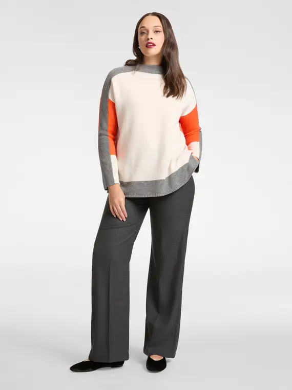 Maglia colour block in lana Donna miniatura 3