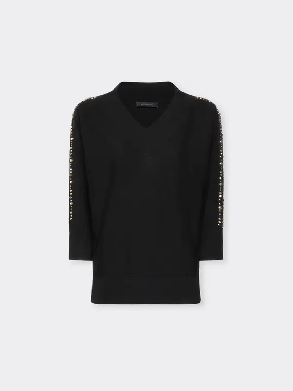 Maglia con borchie sulle maniche Donna, Nero (42 IT)