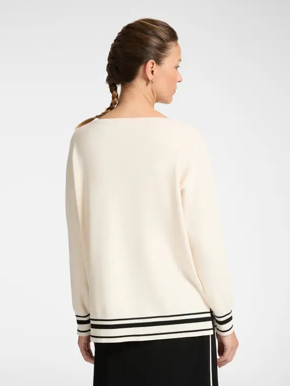 Maglia con bordi a righe Donna, Bianco (42 IT) miniatura 2