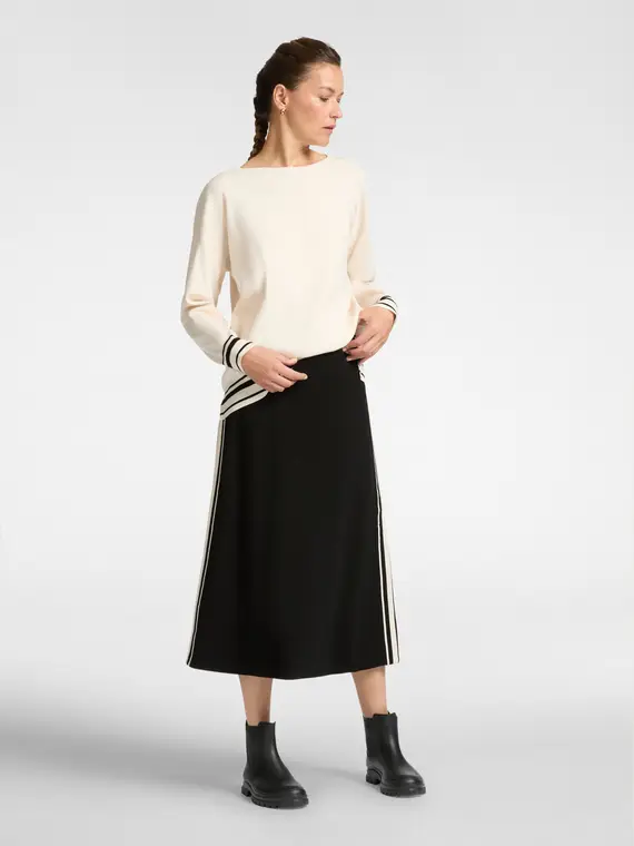 Maglia con bordi a righe Donna, Bianco (42 IT) miniatura 3